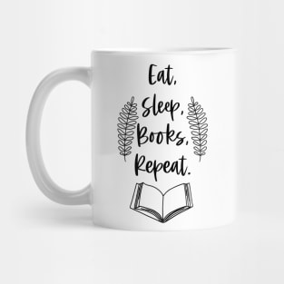 Eat, Sleep, Books, Repeat - Black - Funny Bookish Quotes Reader Saying Mug